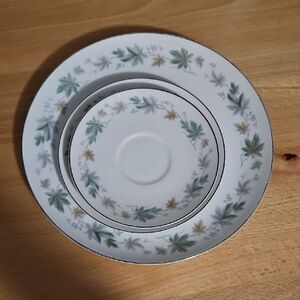 Rose China Japan3311fantasyLeaf Motif Dinnerware Set with Green and Gold Accents